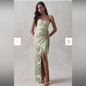 V. Chapman Green Floral Maxi Dress